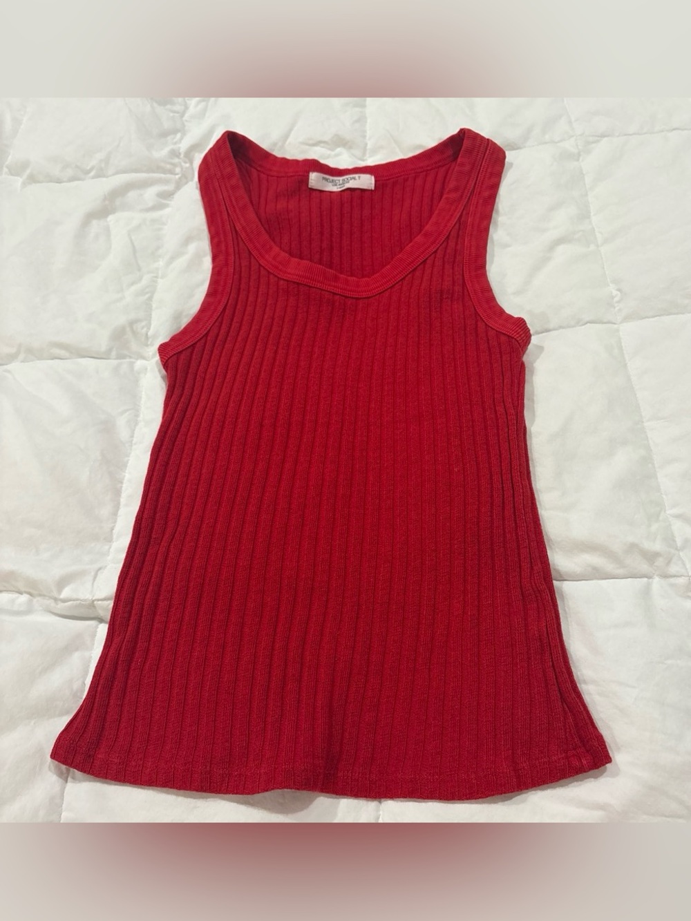 Project Social T Bright Red Ribbed Tank - Picture 1 of 3
